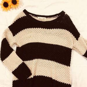 Cream and dark blue knit sweater